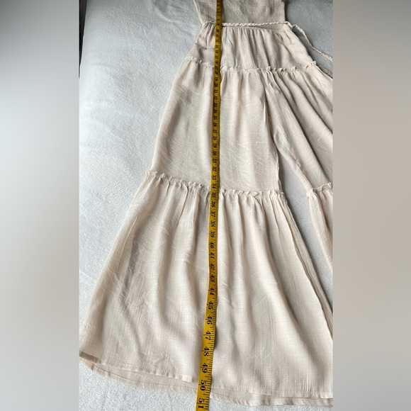 LOVE TREE Woven Solid Beige Sleeveless Smocked Ruffle palazzo Jumpsuit Small - Picture 16 of 16